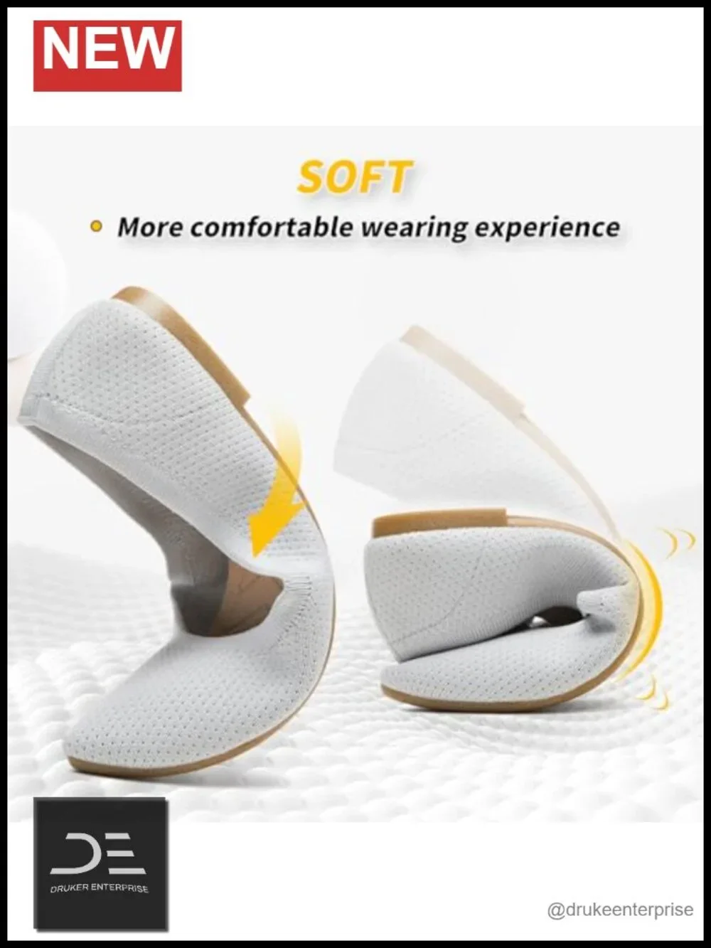 Women's Pointed Toe Mesh Ballet Flats with Memory Foam Insole